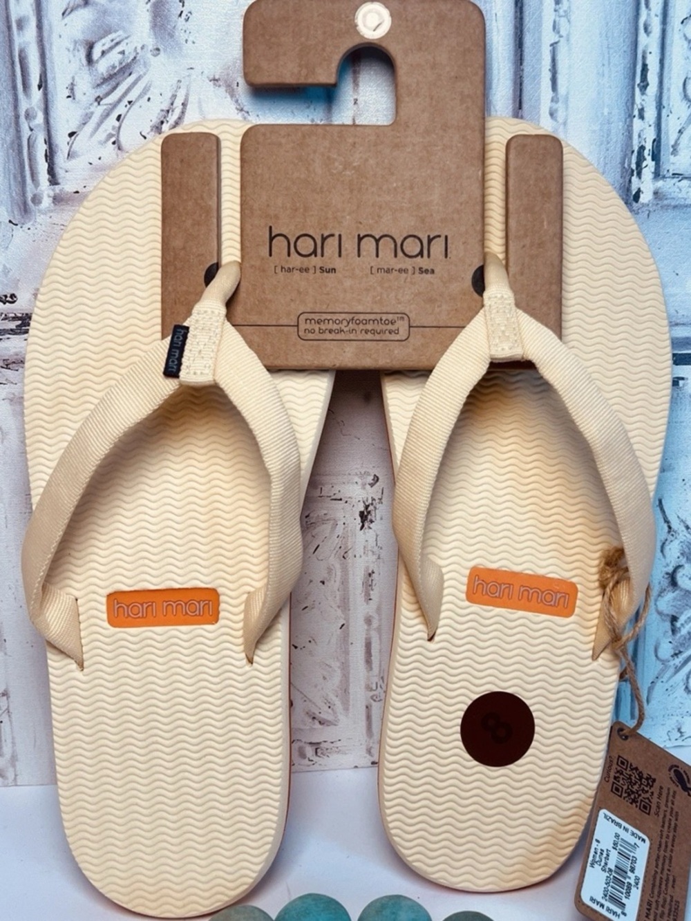 NWT Hari Mari Dune’s Flip Flop Sandals Dunes Cream Sherbert Women’s 8 - Picture 6 of 16